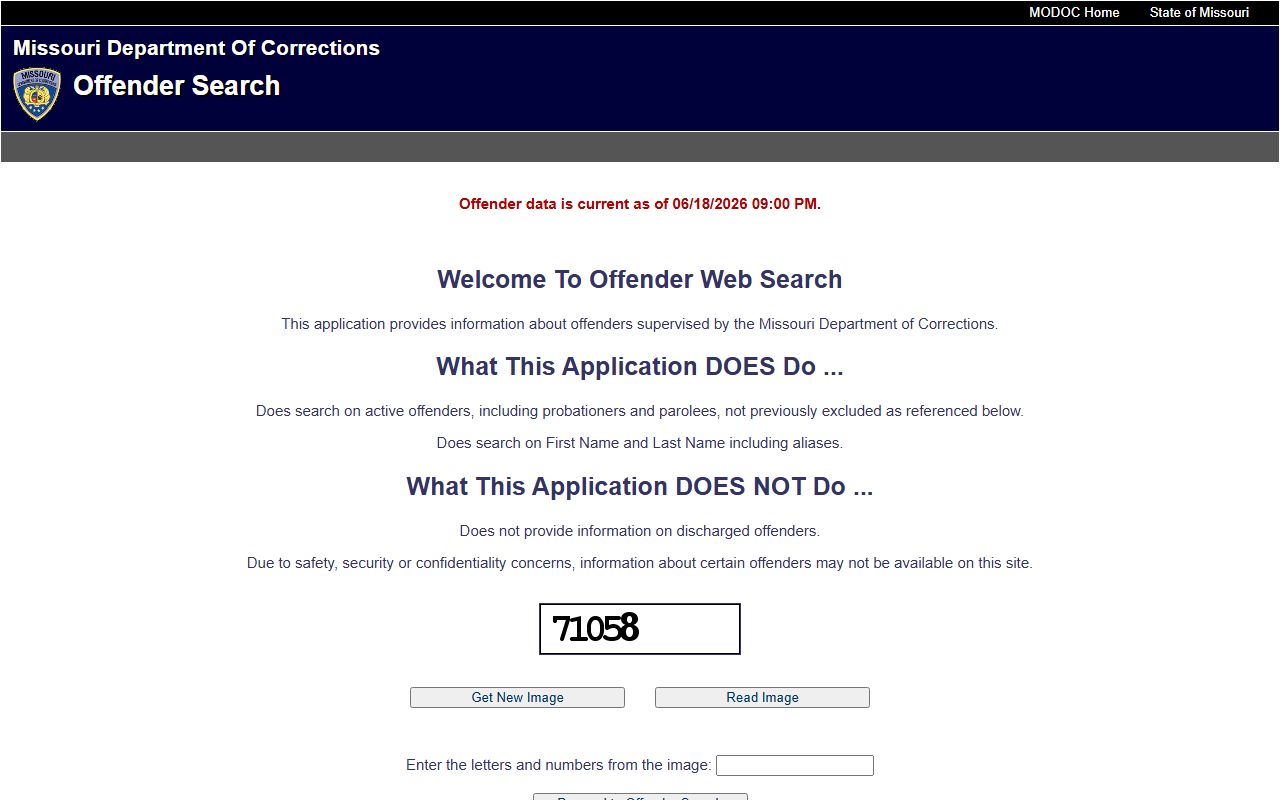 Missouri Eastern Correctional Center inmate lookup through MODOC Offender Search